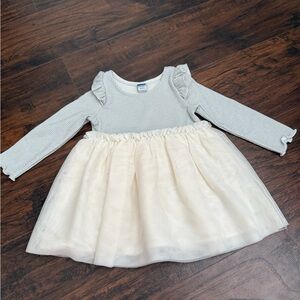 Gray and Cream Kids Tulle Dress